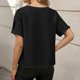 thumbnail image 2 of TaTaai Women's short sleeve crew neck top, linen cotton fabric, solid color, button cuffs, cutout detail, pullover style, casual loose fit, soft breathable, ideal for daily outings Gift, 2 of 8