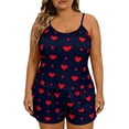 thumbnail image 4 of UAMVSH Women's Plus Size Pajama Set 2 Piece Heart Print Cami Pjs Summer Crewneck Tank Top and Shorts Lounge Set Soft Nightwear, 4 of 7