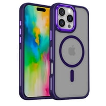 Strong Magnetic for iPhone 13 Case, Military Grade Drop Protection, Compatible with MagSafe, [Metal Keys]Shockproof Translucent Matte Hard Back Soft Slim Phone Protective Case,Purple