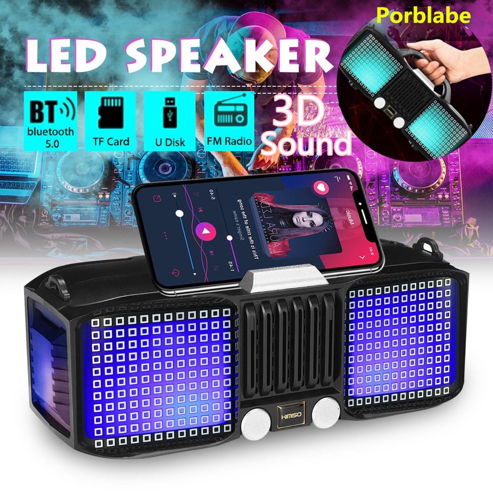 LED Colorful Night Light Column bluetooth 5.0 Speakers
