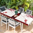 thumbnail image 2 of Red Gnomes Valentines Day Table Cloths for 8 Foot Rectangle Tables, Love Heart Tree Roses Plaid Patio Waterproof Elastic Fitted Tablecloths, Washable Rectangular Table Cover for Camping, 2 of 8