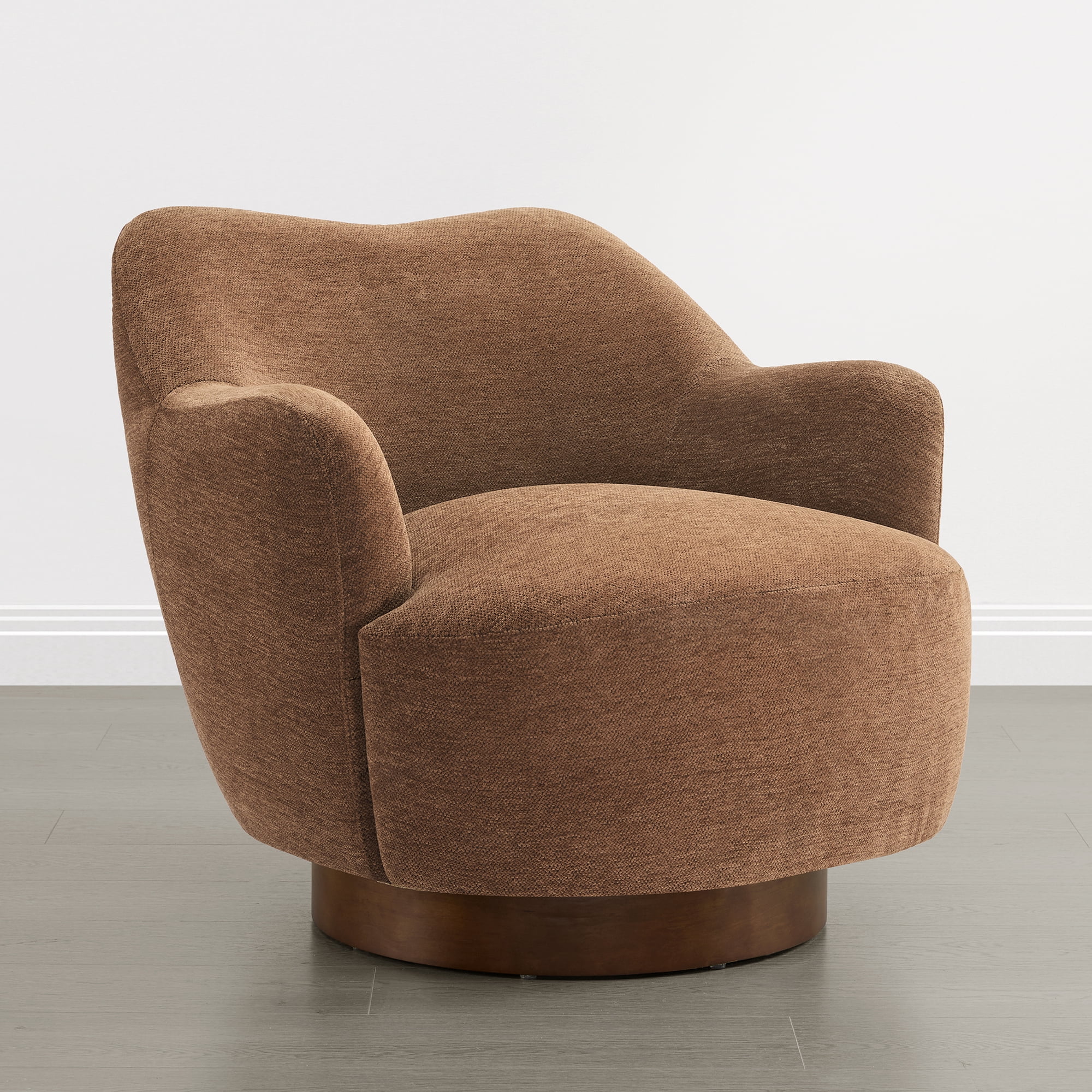Spruce & Spring Swivel Accent Chair, Upholstered Barrel Armchair for Living Room Bedroom Reading Nook, Terracotta