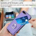 thumbnail image 4 of Wallet Case for iPhone 7 Plus/8 Plus, Stylish Ultra Slim PU Leather Card Slots Ring Stand Wrist Strap Shockproof Protective Thin Lightweight Back Case Cover for iPhone 7 Plus/8 Plus, Purple, 4 of 7
