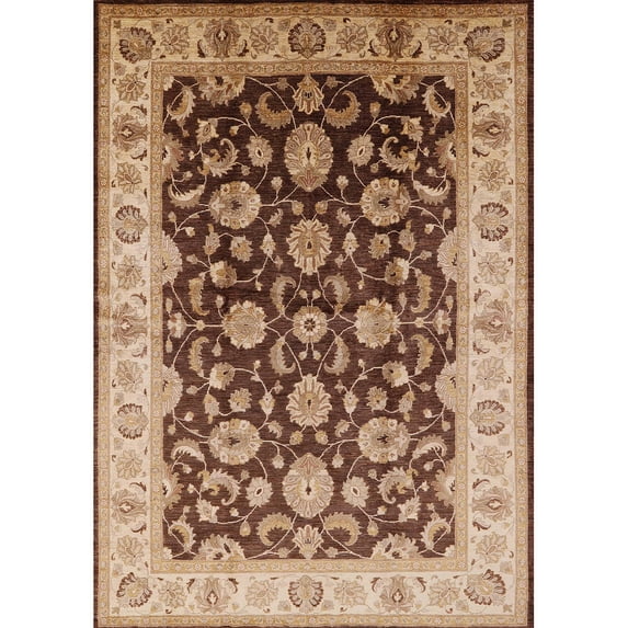 Ahgly Company Machine Washable Indoor Rectangle Industrial Modern Sandy Brown Area Rugs, 7' x 9'