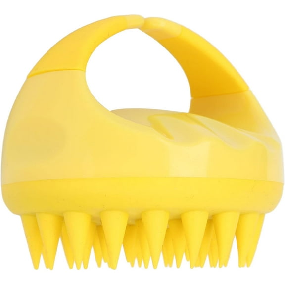 Scalp Washer, Handheld Dandruff Remove Waterproof Silicone Scalp Exfoliator for Soft Straight Hair (Yellow)