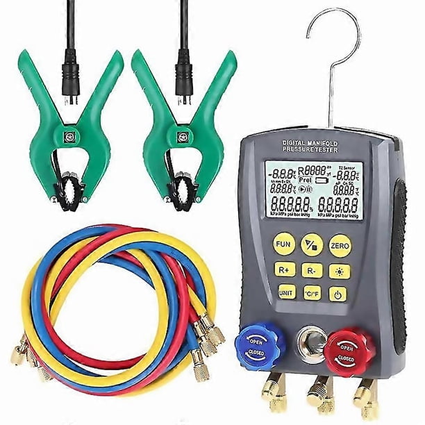 For Pressure Gauge Refrigeration Digital Vacuum Pressure Manifold Tester Air Conditioning Temperatur
