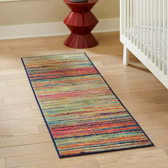 Unique Loom Azalea Collection Area Rug - Kehr (2' 11" x 12' Runner Multi/Navy Blue)