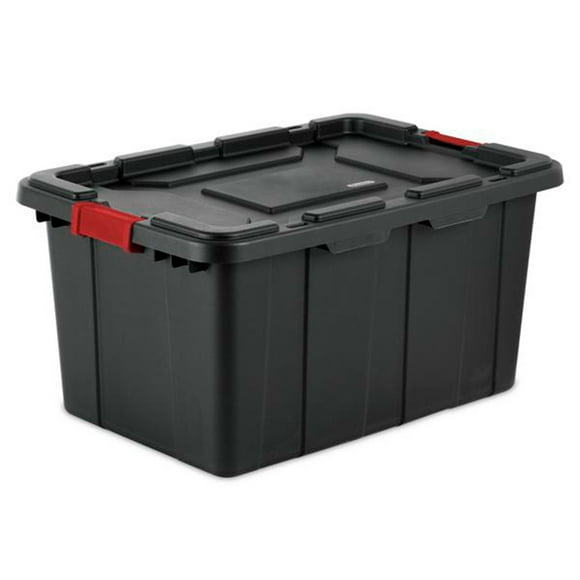 Sterilite Bac Industriel Robuste de 27 Gallons avec Loquets Rouges, Noir