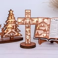 thumbnail image 2 of Hwkond Christmas Tree Prelit Engraved Wood 11 Inch Stand Book Bible Statue Display With Light Birth Scene Figurine Easter Christmas Wooden Decorations For Home Church Table, 2 of 4