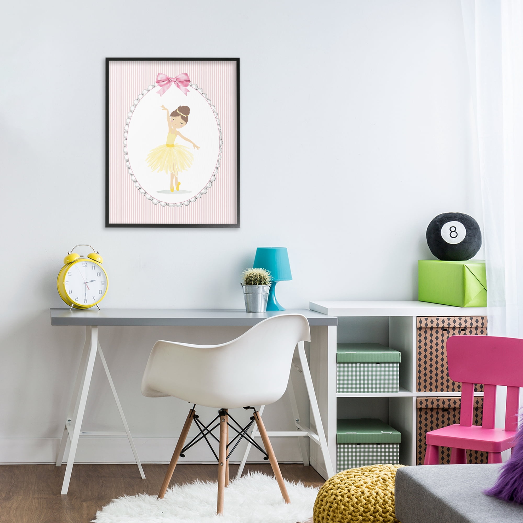 Stupell Industries Dainty Dance on Stripes Black Framed Giclee Art, design by Christine Simpson Art