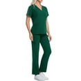 thumbnail image 2 of WULMLEO Womens Scrubs Outfits 2 Piece V Neck Petite Scrub Sets Soft Comfortable Short Sleeve Fashion Nurse Uniform Shirts and Joggers Medical Spring Stretch Nursing Workwear Dark Green L, 2 of 4