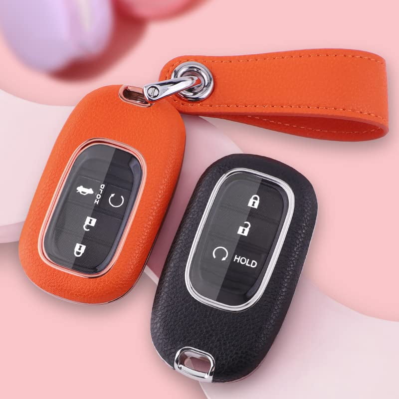 for Honda Key Fob Cover, Metal and Premium TPU Key Fob Shell Protector Compatible with 2022 2023 Honda Civic Accord Jade Honda Pilot CR-V XR-V HR-V City Accessories (Type C Black1)