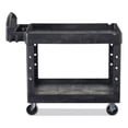 thumbnail image 3 of Rubbermaid Commercial Heavy-Duty Utility Cart with Lipped Shelves, Plastic, 2 Shelves, 500 lb Capacity, 17.13" x 38.5" x 38.88", Black, 3 of 6