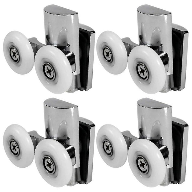 23mm Heavy Duty Zinc Alloy Shower Door Wheels 4pcs Dual Roller Set for Flat/Curved Sliding Doors