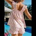 thumbnail image 4 of Conjunto de Pijama con Estampado Floral y Pantalones Cortos Casuales para Mujer, Conjunto Casual de Dos Piezas. Flores Rosas Rojas XL, 4 of 8