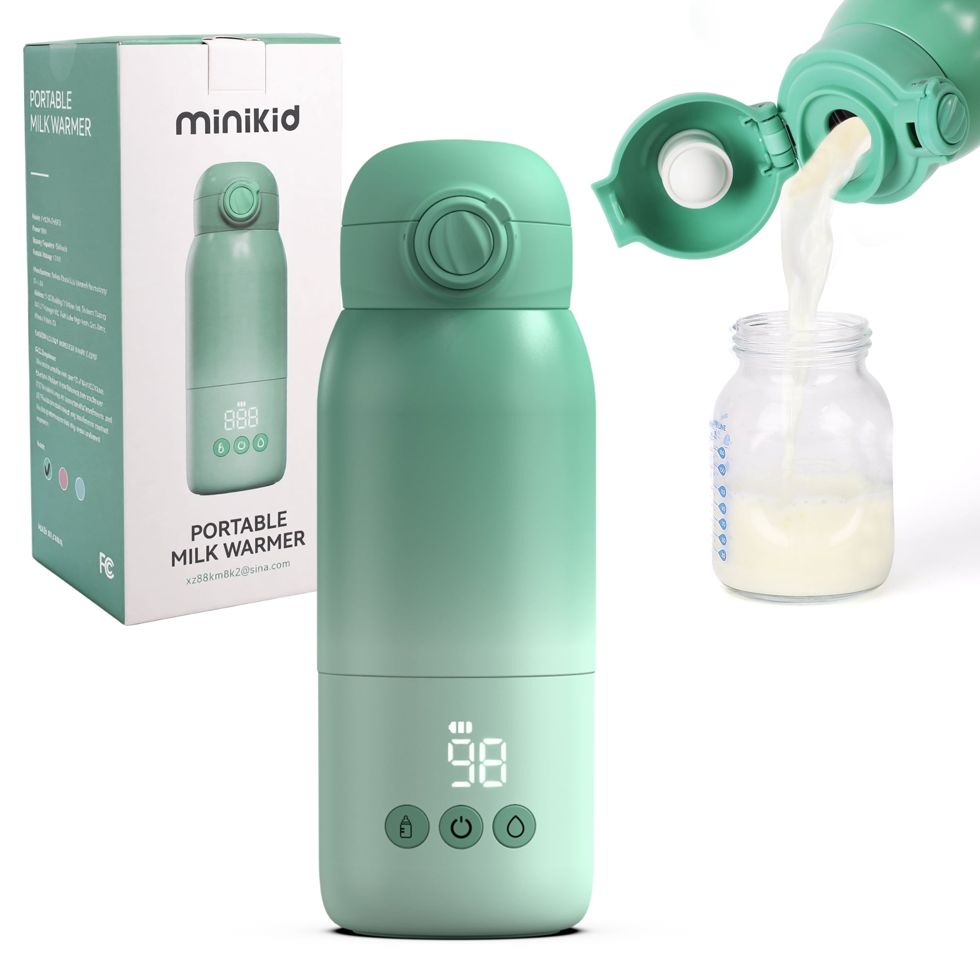 Vipuse Upgraded Bottle Warmer for Baby , Dual Heating Modes for Breast Milk and Water, 12 OZ Portable Milk Warmer, Green