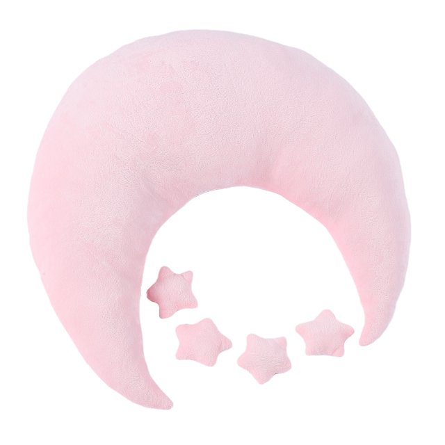 Almohada de luna de terciopelo para fotografía de recién nacido, accesorios para sesión de fotos de estudio de estrella, color rosa
