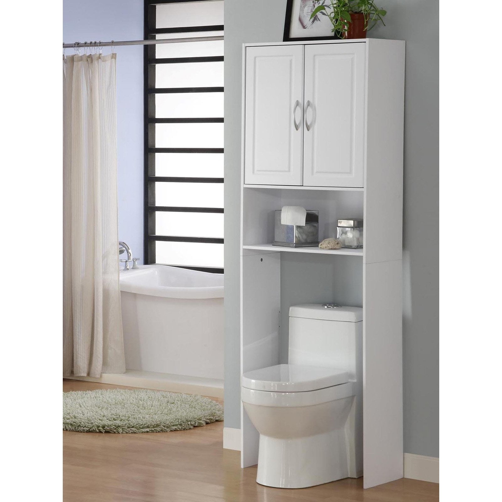 White BA1850 Over Toilet Bathroom Storage Unit with 4 Shelves 