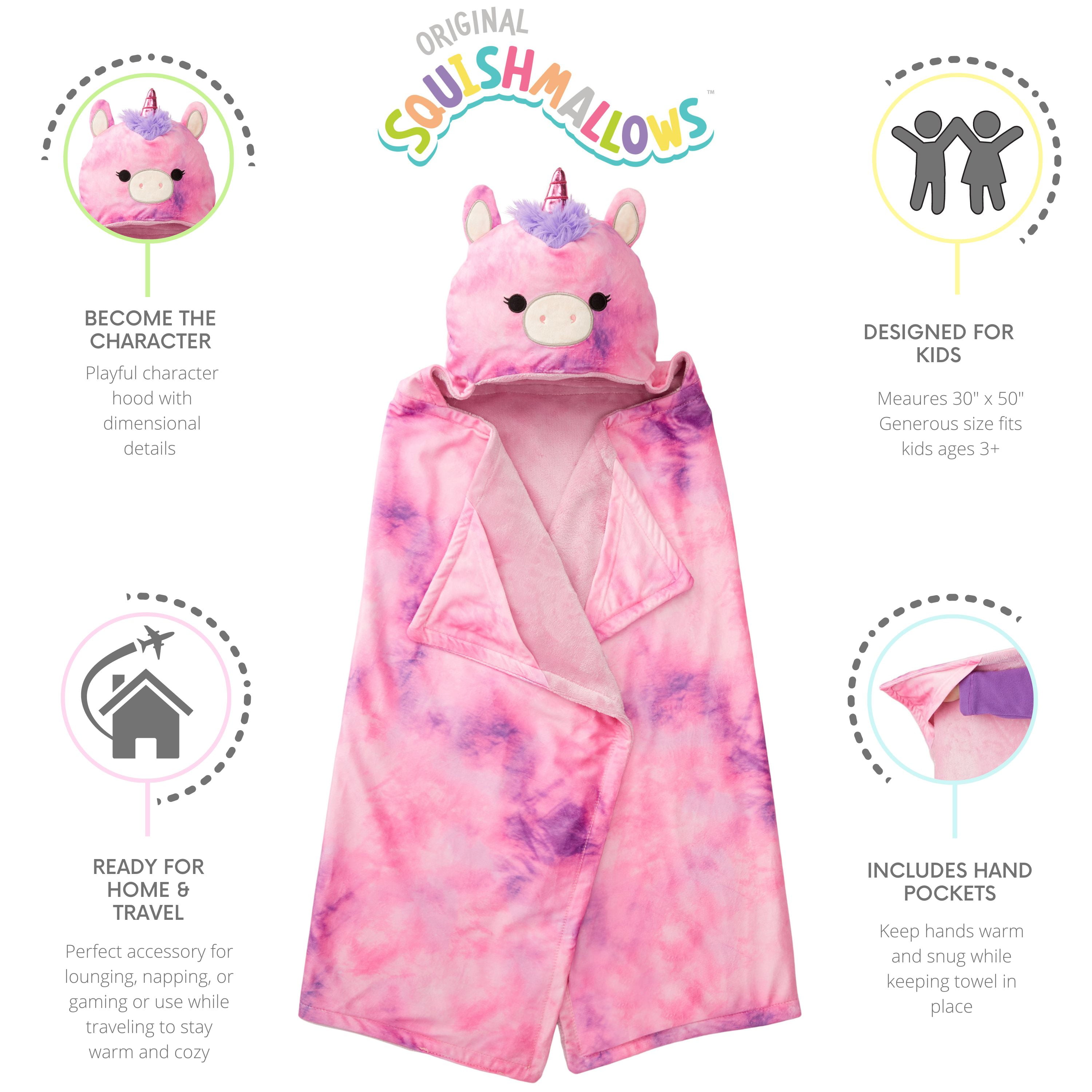Squishmallows Lola Kids Hooded Throw, Wearable Plush, Pink