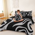 thumbnail image 4 of Homewish Wavy Spiral Stripes 7-Piece King Bedding,Aesthetic Artwork King Bed in a Bag,Gray,Black Reversible, 4 of 8