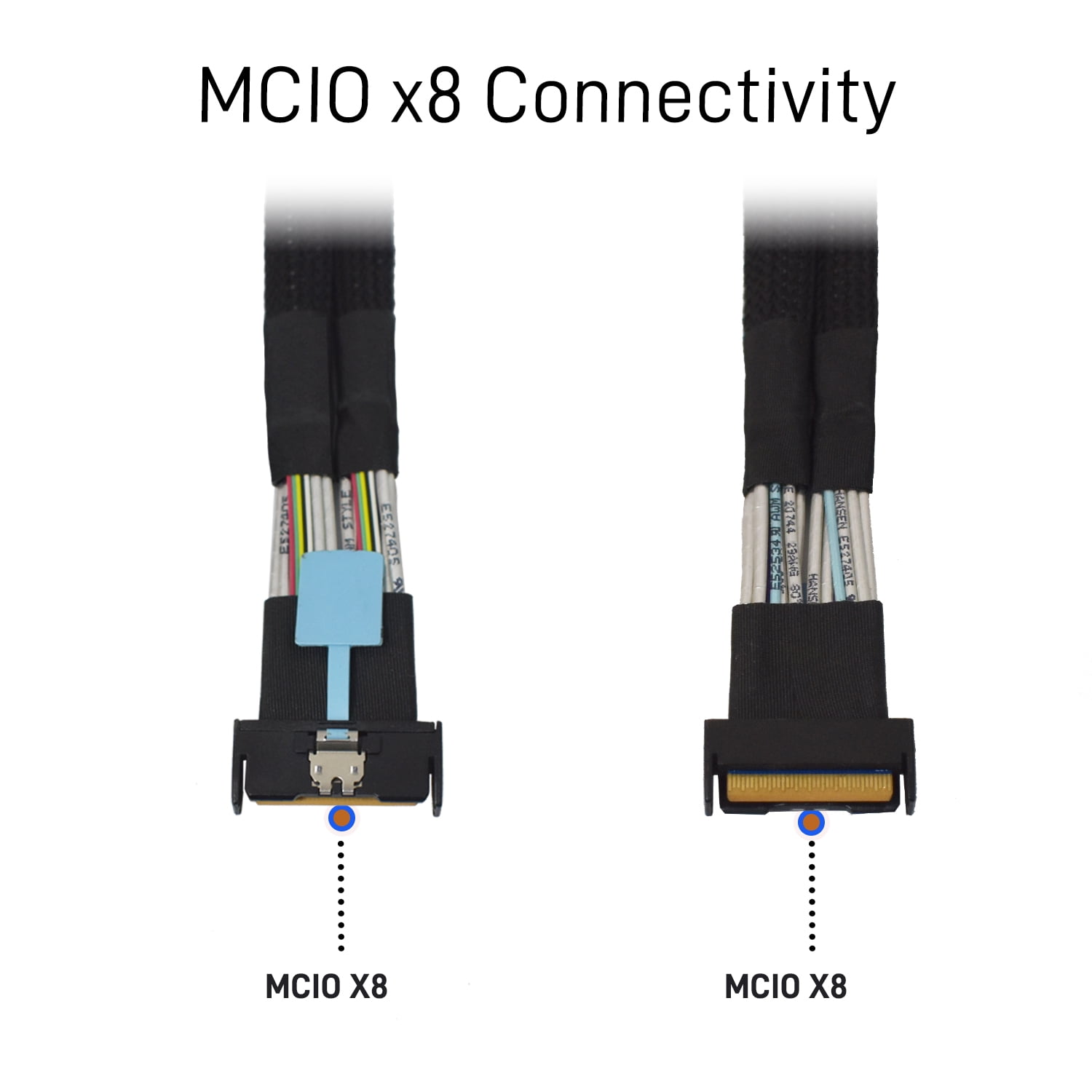 LetLinkSo PCIe 4.0 MCIO x8 to 2 x SFF-8639 Cable for U.2 NVMe SSD with 15Pin Power, 1.6ft(50 cm)
