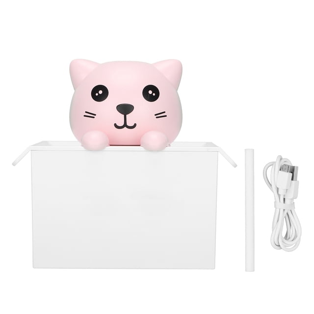Humidificador de aire de 330ml, humidificador portátil silencioso con modo de niebla ajustable en forma de gato con luz LED de Color para oficina, dormitorio y coche