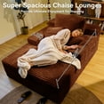 thumbnail image 3 of Oversized Chaise Sleeper Sofa - Cloud Corduroy Upholstered Living Room Couch Ready-to-Use Deep Seat Sofa Bed with Zero Assembly, Indoor Convertible Lounge Chair, 3 of 8
