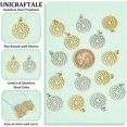 thumbnail image 5 of 20Pcs 2 Colors 304 Stainless Steel Pendants Chakra Sahasrara Flat Round with Flower Golden & Stainless Steel Color 22.5x19x1mm Hole: 3mm 10pcs/color, 5 of 6