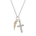 thumbnail image 2 of Delight Jewelry Goldtone Large Clear Crystal Lightning Bolt I Set You Apart Engraved Cross Zoey Necklace, 28", 2 of 4