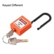 thumbnail image 2 of Candados Lockout Tagout, candado de seguridad de 1-1/2 pulgadas con llave diferente, candado de plástico naranja, 2 piezas, 2 of 4