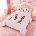 thumbnail image 2 of meiyoeat Fashion Cheetah Monogram M Print King Size Comforter Sets,Cute Bowknot Comforters King Size For Girl,Pink Reversible,3-Piece,1 Comforter And 2 Pillowcases, 2 of 7