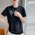 thumbnail image 5 of Mittory Women's Knit Blouse Elegant Short Sleeve Round Neck Loose Jacquard Top Dressy Office Work Shirt, 5 of 6