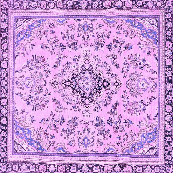 Ahgly Company Indoor Square Abstract Purple Modern Area Rugs, 6' Square