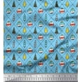 thumbnail image 1 of Soimoi Blue Heavy Satin Fabric Dot,Baubles & Tree Christmas Decor Fabric Printed Yard 54 Inch Wide, 1 of 3