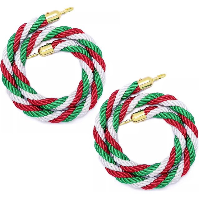 Stanchion Rope Green Red White 3-color Hemp Rope, 2 Pcs Braided Rope Safety Barriers, 0.8m 1.2m 1.5m Crowd Control Twisted Rope Barrier for Queue Line ( Color : Green- A , Size : 2.7m/8.9ft/106in )