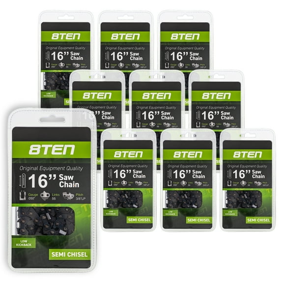 8TEN Chainsaw Chain 16 inch .050 .375 Pitch 55DL for Stihl 91VXL055G 10 Pack 810-CCC2245H