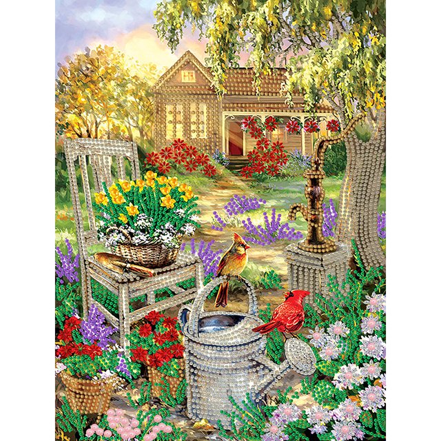 Cuadros Decorativos Jardín 5D DIY diamante pintura en forma especial taladro parcial decoración de la pared (YXC317) Likrtyny embutido en tela
