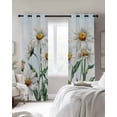 thumbnail image 3 of Spring Floral Blackout Curtains 45 Inches Long, Watercolor Summer Botanical White Daisy 2 Panels, Thermal Insulated Room Darkening Drapes with Grommets, 42W x 45L Each Panel, 3 of 5