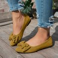 thumbnail image 2 of HEWUQI Ballet Flats for Women Suede Solid Color Insole Lightweight Bowknot Mary Jane Non Slip Comfortable Business Dress Shoes Yellow Size 9.5, 2 of 4