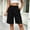 #0343-Black, variant on Puyaiuu Women Elastic High Waist Pleated Side Pocket Knee Length Bermuda Shorts Pink XXL Gift