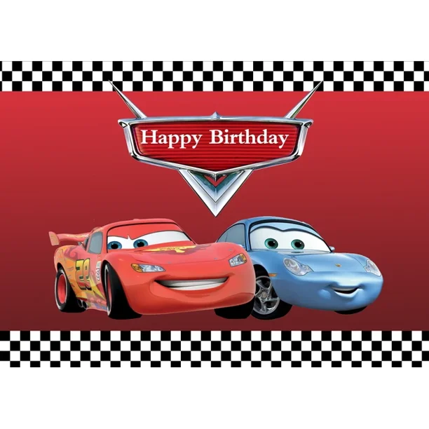 Fondo de vinilo para fotografía de cumpleaños de niño con temática de Mcqueen Cars para decoración de cumpleaños de niños, suministros para fiestas 2024