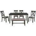 thumbnail image 2 of CRO Decor 6-Piece Kitchen Dining Table Set Wooden Rectangular Dining Table-Gray, 2 of 11