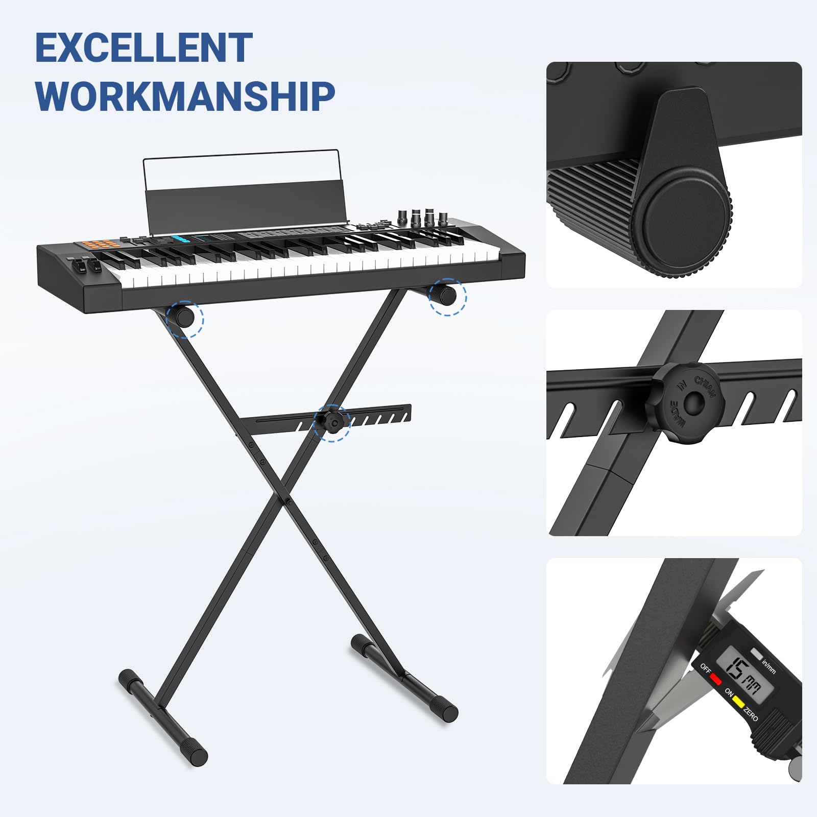 Keyboard Stand - Digital Piano  Single X Style Black (capacity: 100 Lb)