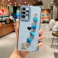 thumbnail image 3 of Samsung Galaxy A53 5g 6.5" Phone Case with Aesthetic Heart Bracelet Strap Luxury Plating Cute Side Hearts Cover with Heart Hand Chain for Women Camera Protection Shockproof Bumper (Blue), 3 of 10