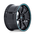 thumbnail image 3 of 19x9.5 Rotiform RC208 BPU Gloss Black W/ Teal Stripe Wheel 5x120 (22mm), 3 of 3
