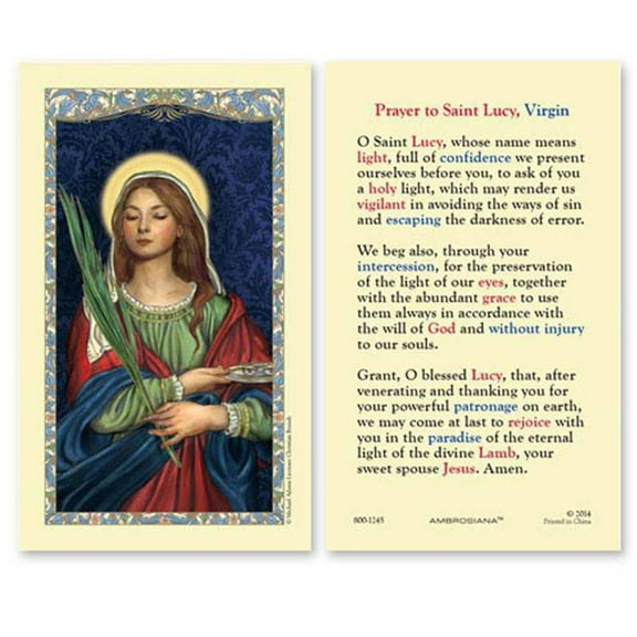 Saint Lucy Prayer Laminated Holy Card - 25/pk