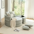 thumbnail image 6 of Oversized Round Accent Barrel Chair with 5 Pillows Soft Chenille Upholstered Armchair Lazy Lounge Sofa with Ottoman for Living Room/Bedroom/Reading Room/Guestroom (Green), 6 of 12