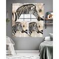 thumbnail image 5 of Floral Zebra Kitchen Curtains Swag Valance and Tier Curtains Set 36 Inch Length, Black Stripes Flowers Plant Spring Botanical Rod Pocket Drape Panels Pair Swag Curtains for Bathroom/Cafe/Window, 5 of 6