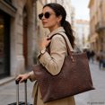 thumbnail image 2 of CHAQLIN PU Clutch Wallet Purse for Business Commute, Large Capacity with Inner Pocket Top Handle Tote Bag, Brown Crackle Pattern, 2 of 6