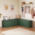 thumbnail image 2 of WIRRYTOR 59" Fluted L-Shaped Corner Storage Bench with Rounded Corners, Mid-Century Modern Breakfast Nook Bench, Extra Large Storage Chest, Green, 2 of 12